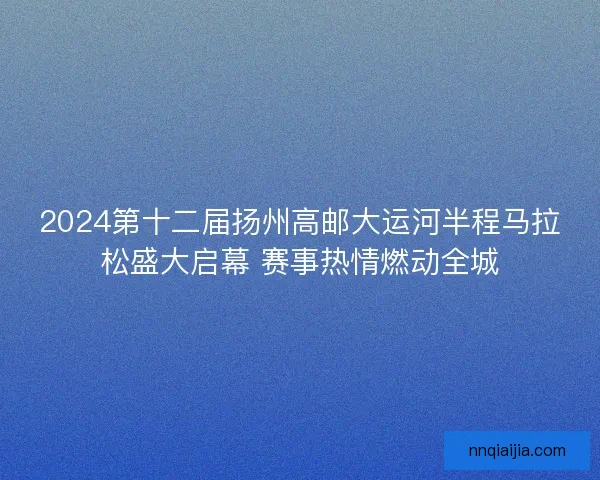 2024第十二届扬州高邮大运河半程马拉松盛大启幕 赛事热情燃动全城
