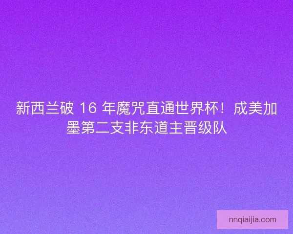 新西兰破 16 年魔咒直通世界杯！成美加墨第二支非东道主晋级队