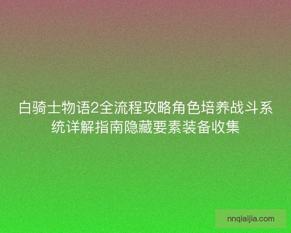 白骑士物语2全流程攻略角色培养战斗系统详解指南隐藏要素装备收集