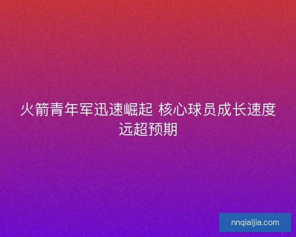 火箭青年军迅速崛起 核心球员成长速度远超预期